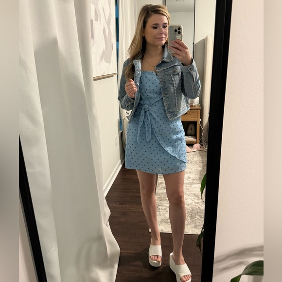 Blue Polka Dot Spring Summer Wrap | Baby Shower / Gender Reveal Dress - Picture 8 of 9